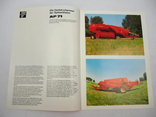 Original Prospekt Welger AP 71 71D Aufsammel Presse 1976 mit techn. Daten