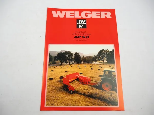 Original Prospekt Welger AP63 Aufsammel Presse an Fendt Schlepper 1982