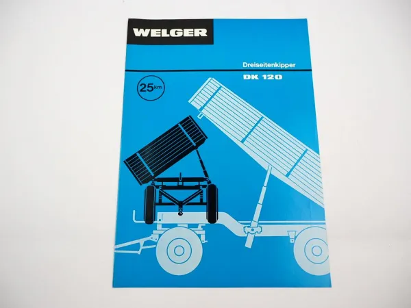 Original Prospekt Welger DK120 Dreiseitenkipper 1977 mit technischen Daten