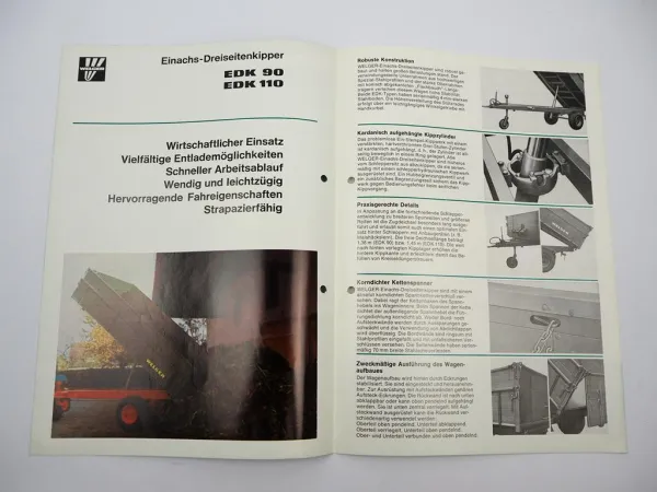 Original Prospekt Welger EDK 90 110 Einachs Dreiseitenkipper 1978