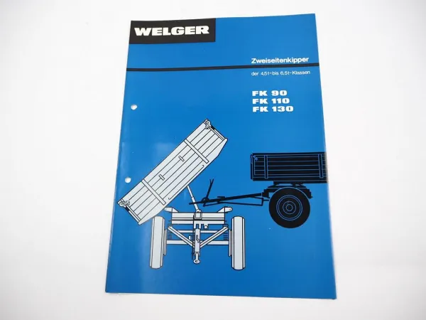 Original Prospekt Welger FK 90 110 130 Zweiseiten Kipper Anhänger 1977
