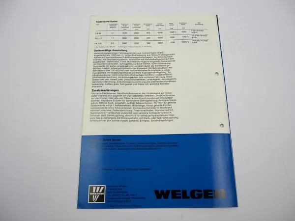 Original Prospekt Welger FK 90 110 130 Zweiseiten Kipper Anhänger 1977