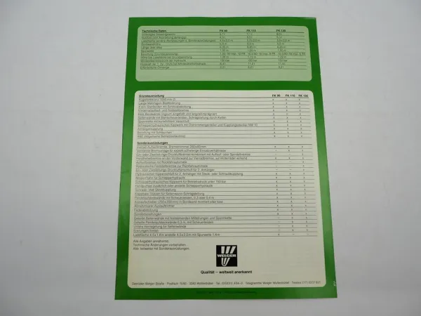 Original Prospekt Welger FK 90 110 130 Zweiseitenkipper Anhänger 1984