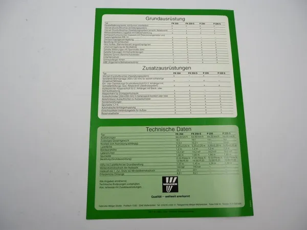 Original Prospekt Welger FK250 FK250S P220 P220S Großraum Anhänger Kipper 1983