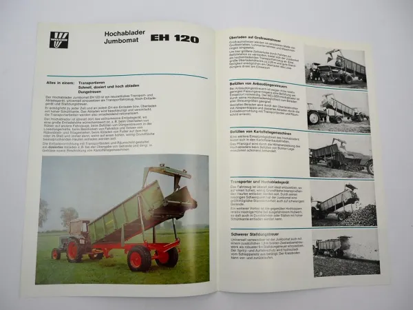 Original Prospekt Welger Jumbomat EH120 Ladewagen Hochablader 1977