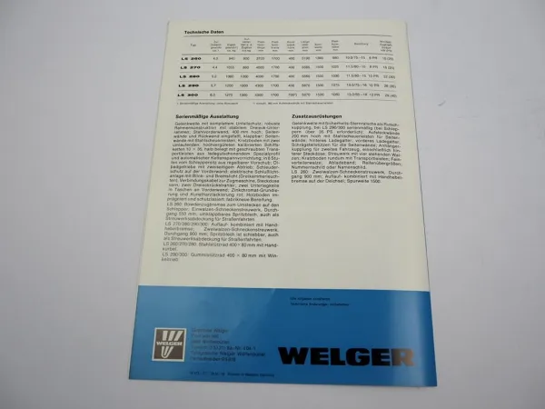 Original Prospekt Welger LS 260 270 280 290 300 Stalldungstreuer 1977
