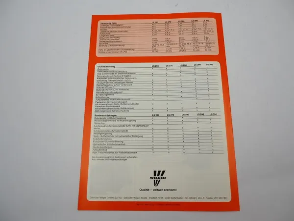 Original Prospekt Welger LS 260 270 280 290 300 Stalldungstreuer 1988