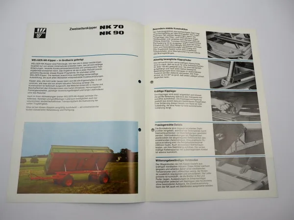 Original Prospekt Welger NK 70 90 Zweiseitenkipper Anhänger 1977