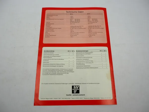 Original Prospekt Welger RP 12 15 Rollpresse mit technischen Daten 1984