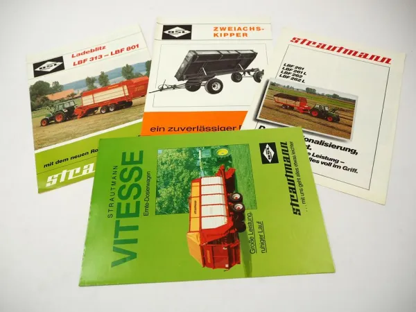 4 Original Prospekte BSL Strautmann Ladeblitz LBF Erntewagen Vitesse Anhänger
