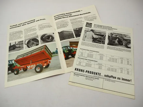 Original Prospekte Krone Zwei- u. Dreiseitenkipper Zweiachs-Dreiseitenkipper ZK DK