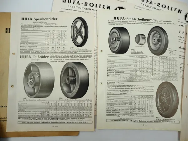 Original Prospekte Preisliste Mappe Hufa Bartels Rollen Räder Lenkrollen ca. 1960