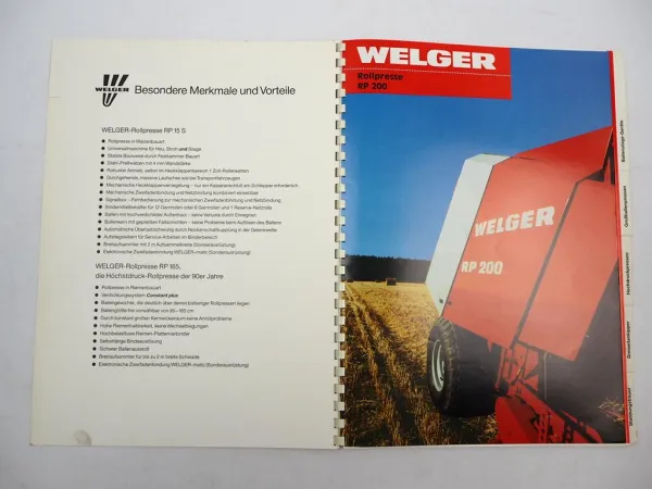 Original Prospektmappe m. 13 Prospekten Welger Verkaufsprogramm Landtechnik 1993