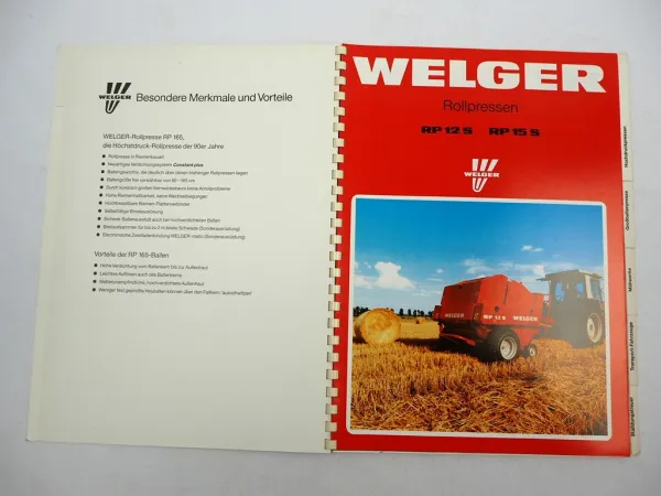 Original Prospektmappe m. 19 Prospekten Welger Verkaufsprogramm Landtechnik 1991