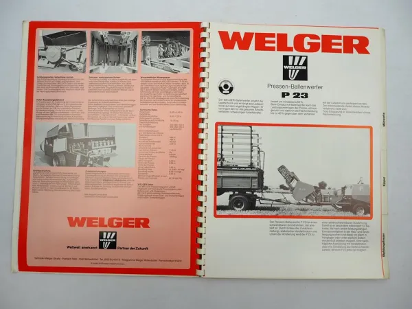 Original Prospektmappe m. 20 Prospekten Welger Verkaufsprogramm Landtechnik 1982