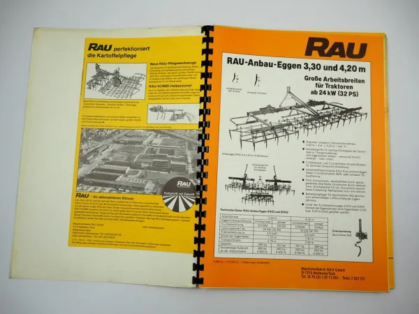 Original Prospektmappe Rau Landtechnik für z.B. Unimog MB-trac Intrac 1980er J.