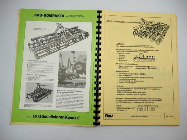 Original Prospektmappe Rau Landtechnik für z.B. Unimog MB-trac Intrac 1980er J.