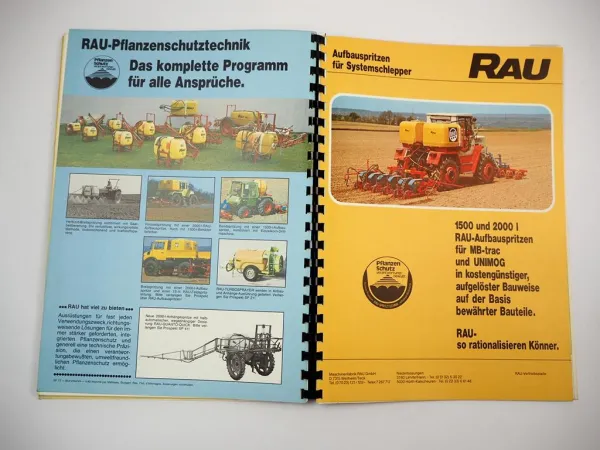 Original Prospektmappe Rau Landtechnik für z.B. Unimog MB-trac Intrac 1980er J.