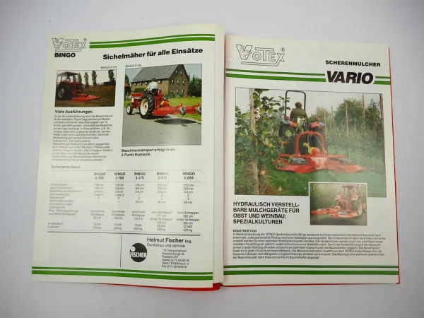 Original Prospektmappe Votex Landtechnik Mähwerke Mulchgeräte 1990