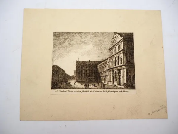 Original Radierung Domenic Quaglio St. Michaelskirche München ca. 1830