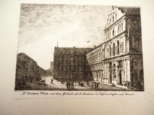 Original Radierung Domenic Quaglio St. Michaelskirche München ca. 1830
