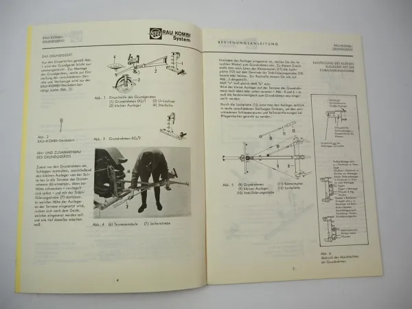 Original Rau Kombi System Geräte Betriebsanleitung Anbau Bedienung 1972