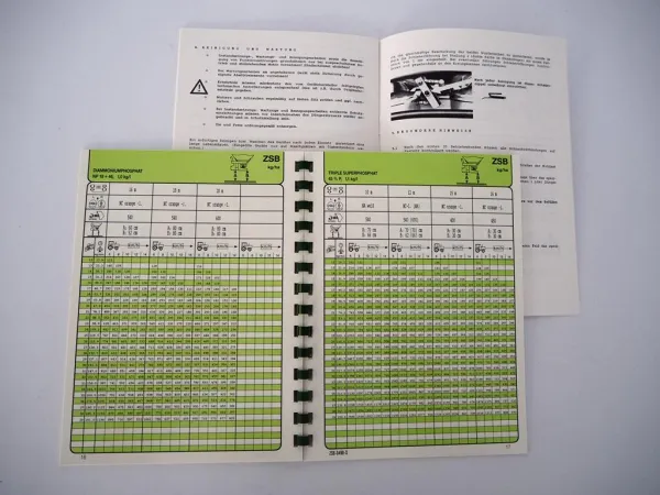 Original Rauch ZSB Düngerstreuer Betriebsanleitung Streutabelle 1991/92