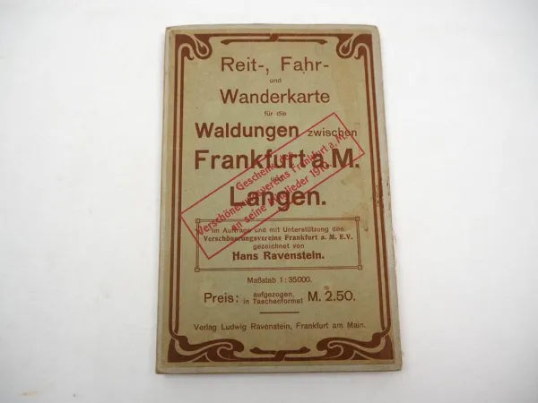 Original Reit- Fahr- & Wanderkarte Waldungen zwischen Frankfurt und Langen 1910