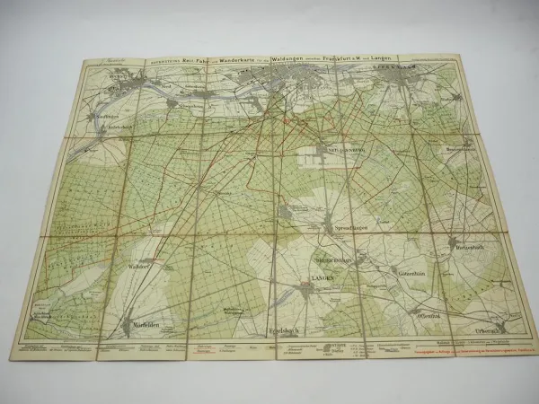 Original Reit- Fahr- & Wanderkarte Waldungen zwischen Frankfurt und Langen 1910