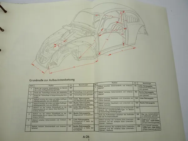 Original Reparaturleitfaden VW Käfer 1200 1300 1500 Werkstatthandbuch 1965 Karmann Ghia Coupe