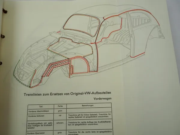 Original Reparaturleitfaden VW Käfer 1200 1300 1500 Werkstatthandbuch 1965 Karmann Ghia Coupe