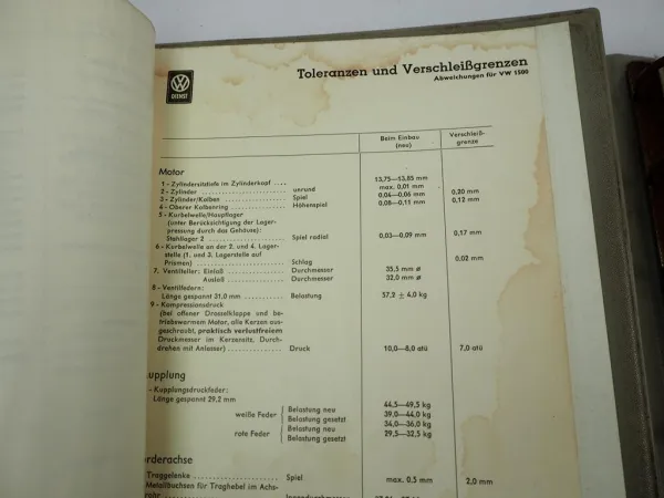 Original Reparaturleitfaden VW Käfer 1200 1300 1500 Werkstatthandbuch 1965 Karmann Ghia Coupe