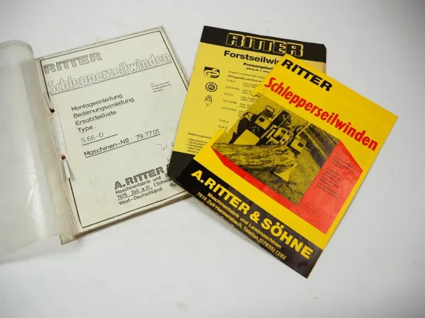 Original Ritter S66 S30 Seilwinde f. Schlepper Betriebsanleitung Ersatzteilliste