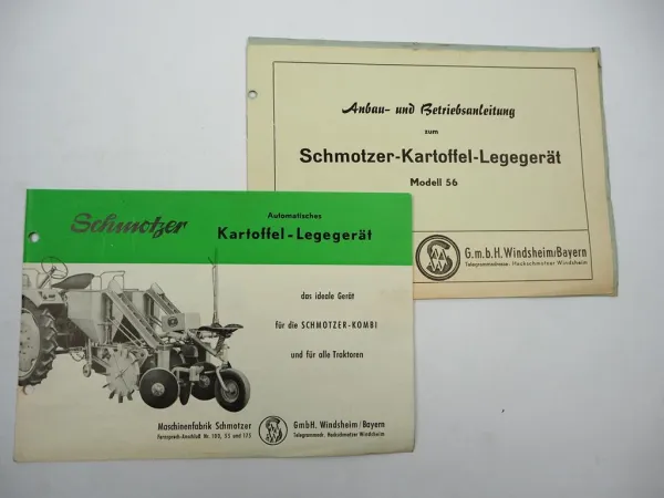 Original Schmotzer Kartoffel Legegerät Modell 56 Betriebsanleitung Prospekt 1957