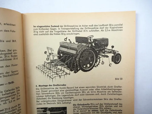 Original Schmotzer Mehrzweckgerät Kombi Record + Arbeitsgeräte Betriebsanleitung