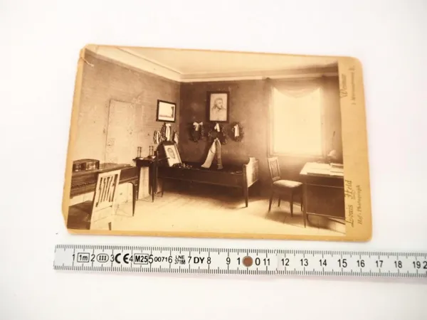 Original seltenes Pappfoto 1893 Schillers Sterbezimmer Louis Held Weimar