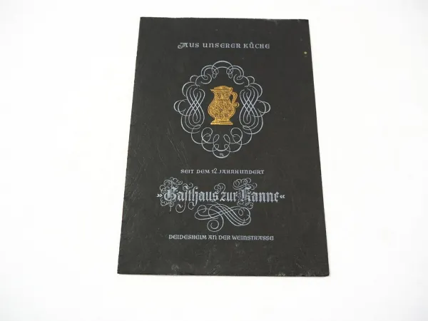 Original Speisekarte Gasthaus zur Kanne Deidesheim an der Weinstraße 1950er J.