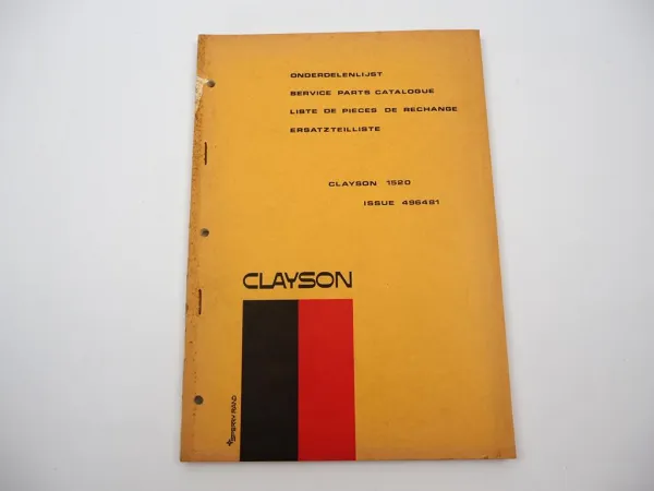 Original Sperry Clayson 1520 Mähdrescher Ersatzteilliste Parts List 01/1972