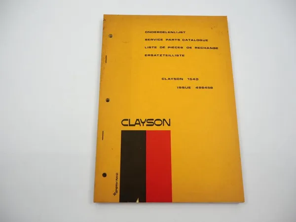 Original Sperry Clayson 1540 Mähdrescher Ersatzteilliste Parts List 10/1971