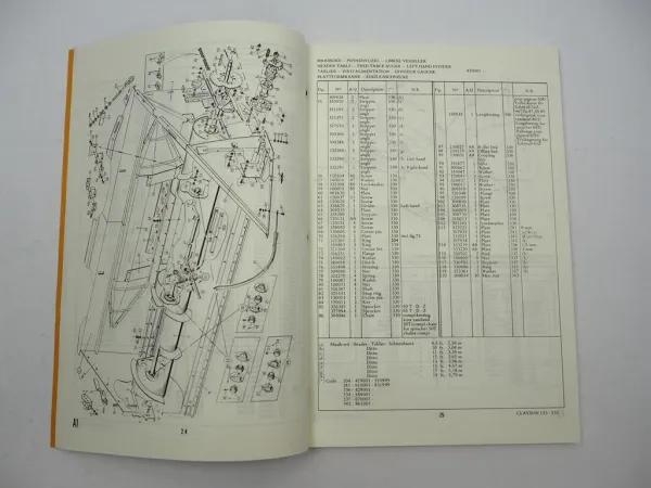 Original Sperry Clayson M 133 135 Mähdrescher Ersatzteilliste Parts List 1972