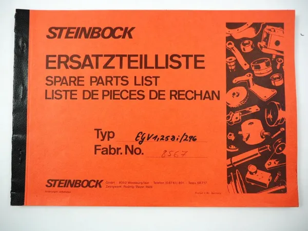 Original Steinbock EGV 1,25 DI 296 Elektrostapler Ersatzteilkatalog Spare Parts