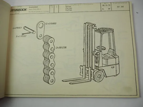 Original Steinbock EGV 1,25 DI 296 Elektrostapler Ersatzteilkatalog Spare Parts