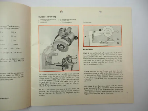 Original Stihl USG Schärfgerät Typ 5203 Bedienungsanleitung Ersatzteilliste