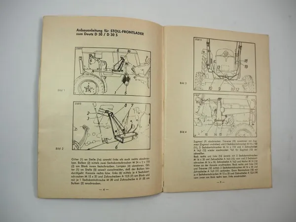 Original Stoll Frontlader Anbauanleitung Ersatzteilliste für Deutz Schlepper 1969