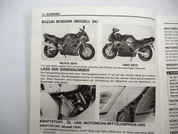 Original Suzuki RF900R Werkstatthandbuch Wartung Reparaturanleitung 1994