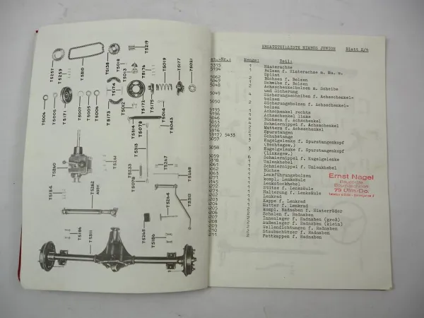 Original Thwaites Nimbus Junior Dumper Betriebsanleitung Ersatzteilliste 1960er