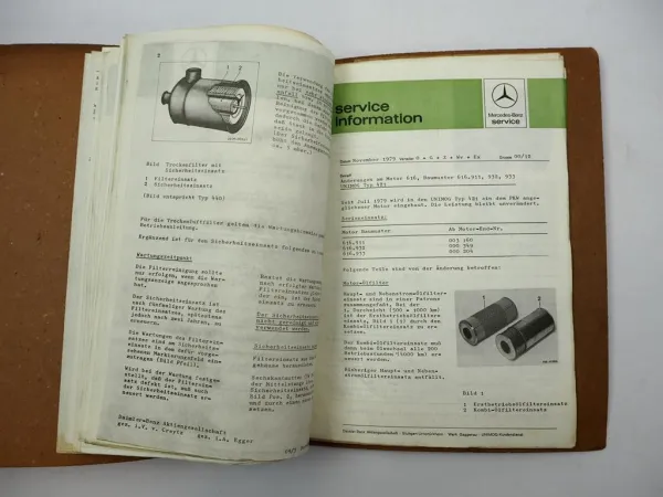 Original Unimog 403 406 413 424 425 435 MB-Trac 440 Service Information 1979/80