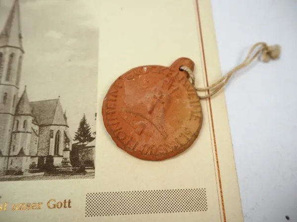 Original Urkunde und Medaille Glockenweihe Gemeinde Flonheim Worms 1948