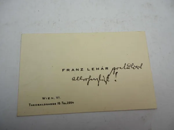 Original Visitenkarte Franz Lehar Wien Operettenkomponist