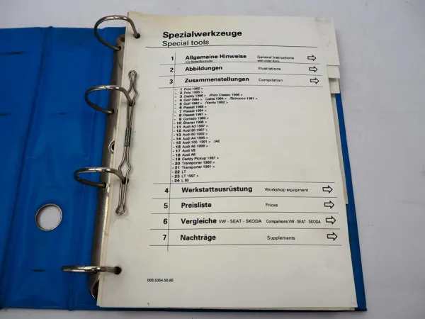 Original VW Audi Spezialwerkzeuge Special Tools Spezial Werkzeug Katalog 1997